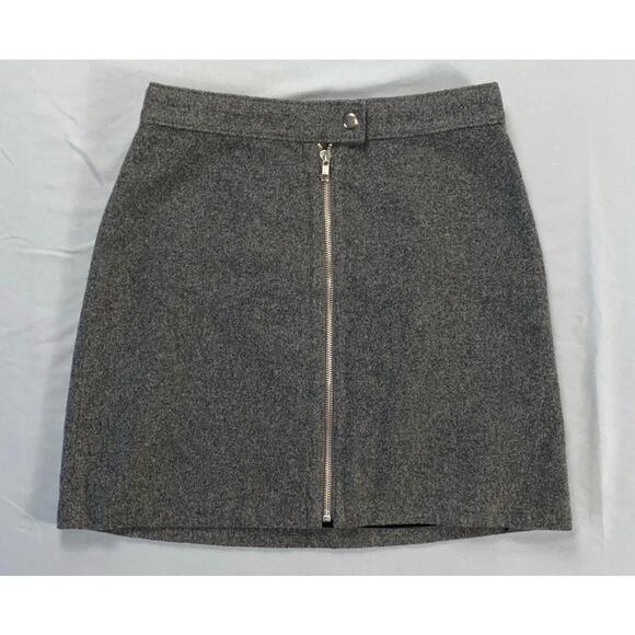 Madewell F9118 Studio Zip A-Line Stretch Wool Blend Flannel Lined Skirt. 0, MINT - Picture 1 of 5